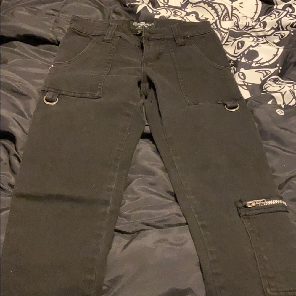 Hot Topic black strapped skinny jeans